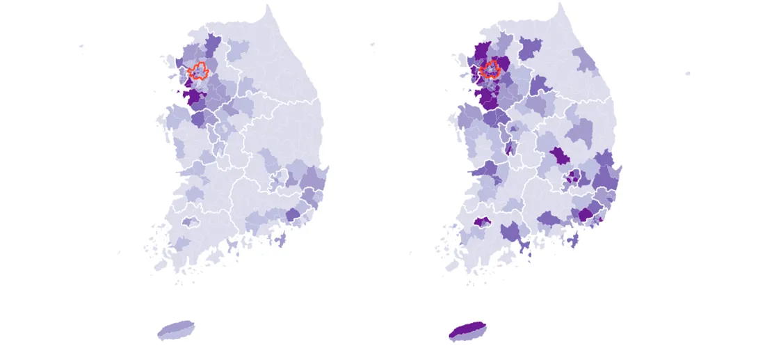 Mapping South Korea's Total and Foreign Populations — by Municipal District